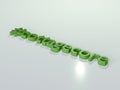 Cottagecore 3d render text in green color on white background.