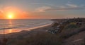 Cottages along Crystal Cove Beach at sunset Royalty Free Stock Photo