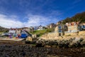 Cottages and boathouse in Runswick Bay, North Yorkshire