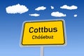 Cottbus city sign in Germany