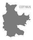 Cottbus grey county map of Brandenburg Germany