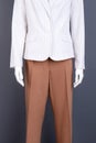 Cotton blazer and trousers on female manneqiun. Royalty Free Stock Photo