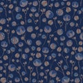 Endless seamless abstract texture of watercolor pretty vintage cotton on blue background