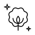 Cotton boll, flower line art vector icon for apps and websites