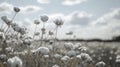 Cotton Bolls in a Field with a Cloudy Sky Royalty Free Stock Photo