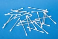 Cotton buds for cleaning auricles on blue background Royalty Free Stock Photo