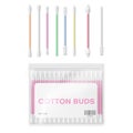 Cotton buds different shape with package set realistic vector illustration hygiene cleaning tools