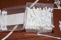 Cotton buds scattered on the floor Royalty Free Stock Photo