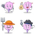 Cotton candy character set with doctor money bag farmer pirate Royalty Free Stock Photo