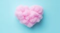 Cotton candy in the form of a colorful heart, pastel background. Cute cotton candy in close-up, symbolizing romance and love.