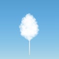 Cotton candy isolated on blue sky background. White Sugar clouds or Candy floss, 3d vector Mesh tool Royalty Free Stock Photo