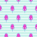 Cotton candy kawaii striped seamless vector pattern.