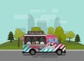 Cotton Candy, a kiosk on wheels, retail, candy and confectionery, illustrated and flat style vector illustration against Royalty Free Stock Photo