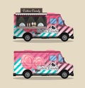 Cotton Candy, a kiosk on wheels, retail, candy and confectionery, illustrated and flat style vector illustration. Dried Royalty Free Stock Photo