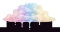 Cotton candy-like cloud with pastel hues of pink, blue, and purple appears to melt over Royalty Free Stock Photo