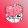 Cotton Candy Logo Emblem for Your Products, Vector Illustration of Handmade. Symbol of a cloud of sugar Royalty Free Stock Photo