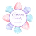 Cotton candy round button surround by sweet sugar