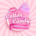 Cotton candy shop logo, label or emblem.