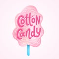 Cotton candy. Text logo lettering. Hand drawn vector illustration. Royalty Free Stock Photo