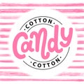 Cotton candy. Text logo lettering. Hand drawn vector illustration.