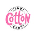 Cotton candy. Text logo lettering. Hand drawn vector illustration. Royalty Free Stock Photo