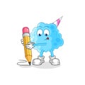 Cotton candy write with pencil. cartoon mascot vector