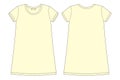 Cotton chemise technical sketch. Light yellow color. Nightdress for woman