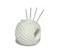 Cotton clew with needles Royalty Free Stock Photo