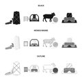 Cotton, coil, thread, pest, and other web icon in black,monochrome,outline style. Textiles, industry, gear icons in set Royalty Free Stock Photo