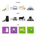 Cotton, coil, thread, pest, and other web icon in cartoon,black,flat style. Textiles, industry, gear icons in set