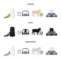 Cotton, coil, thread, pest, and other web icon in cartoon,black,monochrome style. Textiles, industry, gear icons in set