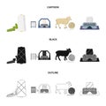 Cotton, coil, thread, pest, and other web icon in cartoon,black,outline style. Textiles, industry, gear icons in set