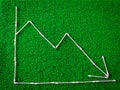 Cotton ear sticks arranged as a Increase and decrease graph on green background.