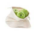 Cotton eco bag with apples isolated Royalty Free Stock Photo