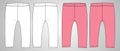 Cotton fabric pant for baby girls. Overall technical Fashion flat sketch vector template front and back view Royalty Free Stock Photo