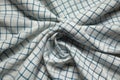 Cotton Fabric White With Blue Checks, Top View. Generative AI