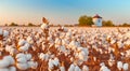Cotton Fields Ready for the Bountiful Yield. Generative AI