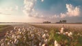 Cotton fields ready for harvesting amazing lake AI generated image