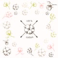 Cotton flower with crossed cotton swabs as