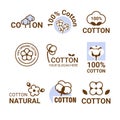 Cotton flower logo. Organic symbol, soft flowers, wool logotype. Eco boll sign for textile industry emblem, purity soft