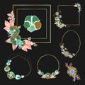 Cotton flower Wreath isolated on white background. Vector Element for your design. Vintage floral frame for Save the Royalty Free Stock Photo