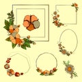 Cotton flower Wreath isolated on white background. Vector Element for your design. Vintage floral frame for Save the Royalty Free Stock Photo