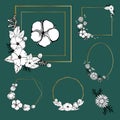 Cotton flower Wreath isolated on white background. Vector Element for your design. Vintage floral frame for Save the Royalty Free Stock Photo