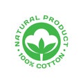 100% cotton - icon badge design. Natural fiber product logo sign. Graphic vector illustration.