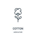 cotton icon vector from agriculture collection. Thin line cotton outline icon vector illustration. Linear symbol for use on web