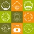 Cotton icons or labels set. Royalty Free Stock Photo