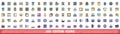 100 cotton icons set, color line style Royalty Free Stock Photo