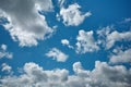 Cotton-like cumuli clouds in the glorious azure sky