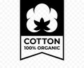 Cotton 100% organic tag, natural fabric logo icon, vector cotton quality certificate label Royalty Free Stock Photo