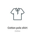 Cotton polo shirt outline vector icon. Thin line black cotton polo shirt icon, flat vector simple element illustration from